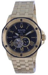 Bulova Marine Star Open Heart Black Dial Automatic Divers 98A273 200M Mens Watch