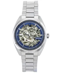 Bulova Classic Surveyor Stainless Steel Blue Skeleton Dial Automatic 96A292 100M Mens Watch