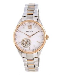 Bulova Classic White Open Heart Dial Automatic 98P170 Women's Watch