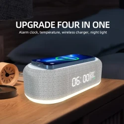 Wireless Charger Time Alarm Clock LED Light