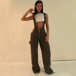 Overalls With Pockets Fashion Loose Jumpsuit