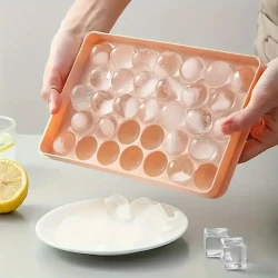 33-Grid Round Ice Cube Tray - Lead-Free, BPA-Free, Easy-Release, Dustproof & Glossy Finish