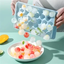 33-Grid Round Ice Cube Tray - Lead-Free, BPA-Free, Easy-Release, Dustproof & Glossy Finish