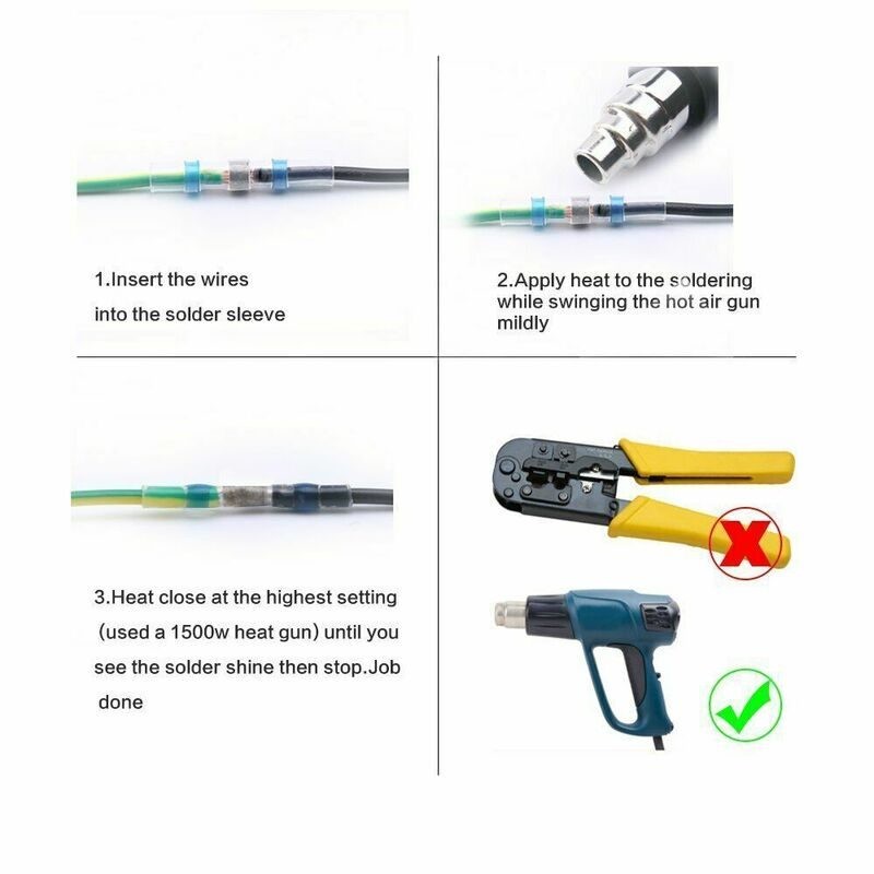 300pcs Solder Seal Sleeve Heat Shrink Butt Wire Connectors Terminals