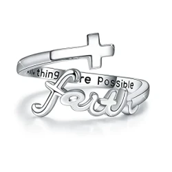 Cross Rings 925 Sterling Silver Faith Adjustable Ring