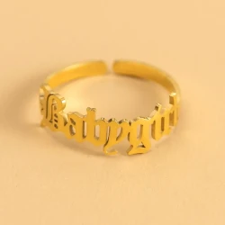 Gold "Babygirl" Stainless Steel Adjustable Ring for Women