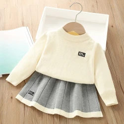 Western Style Knitted Long-sleeve Skirt