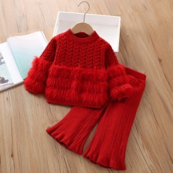 Girls Sweater Suit Twist Knitted