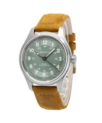 Hamilton Khaki Field Titanium Leather Strap Green Dial Automatic H70545560 100M Men's Watch