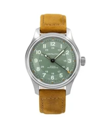 Hamilton Khaki Field Titanium Leather Strap Green Dial Automatic H70545560 100M Men's Watch