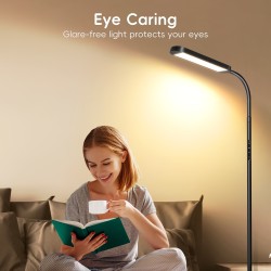 MediAcous Floor Lamp – LED Floor Lamp for Living Room, 5 Colors & Brightness, Stepless Adjustable, Standing Lamp with 1-Hour Timer, Remote & Button Control, Dimmable Reading Floor Lights, Works with Wall Switch