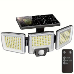 Solar Motion Lights Outdoor – 2500LM 216 LED Security Lights with Remote Control, 3 Heads Motion Sensor Lights for Garden, Garage, Eave