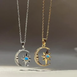 Fashion Jewelry Diamond Moon Necklace For Women