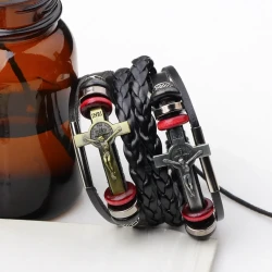 Fashion Vintage Jesus Cross Leather Bracelet