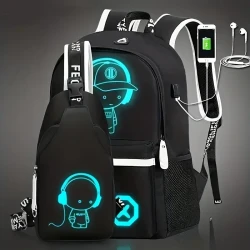 2PCS/Set - Stylish Casual Travel Backpack & Cartoon Crossbody Bag Set