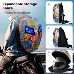 Graffiti-Style LED Motorcycle Helmet Backpack