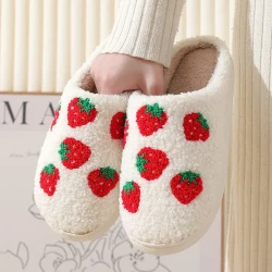 Comfortable Home Cute Cartoon Strawberry Winter Cotton Slippers