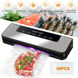 Electric Food Vacuum Sealer Automatic Dry Wet Sealing Packaging Machine With Built-in Cutter+30 Storage Bags