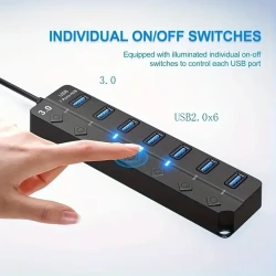 High-Speed 7-Port USB 3.0 Data Hub Splitter