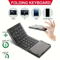 B033 Wireless Three Fold Keyboard For Computer Office Mute Ultra-thin Portable Keyboard