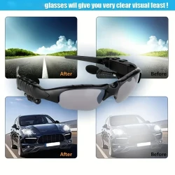 Smart Driving Glasses with Wireless Headphones - Stereo Sound for Music, Calls & Navigation