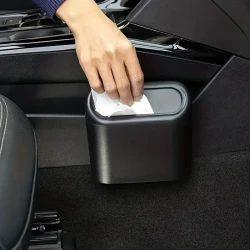 Compact Car Trash Can - Leak-Proof Mini Garbage Bin & Storage Organizer