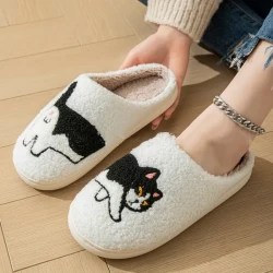 Cartoon Cotton Slippers For Women Men Indoor Outdoor Slippers