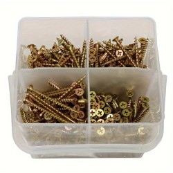 Wood Interior Construction Screw Coarse Thread Phillips Drive Bugle Head Yellow Zinc Drywall Screw Assortment Kit, 465 Pieces