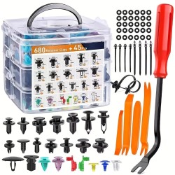 725pcs Auto Fastener Clips Kit – Car Body Push Retainer Pin Rivet Bumper Door Trim Panel Retainer Fasteners with Auto Removal Tool