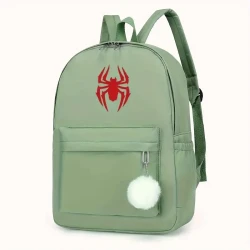 Stylish Red Spider Print Canvas Backpack - Lightweight & Durable School Travel Bag